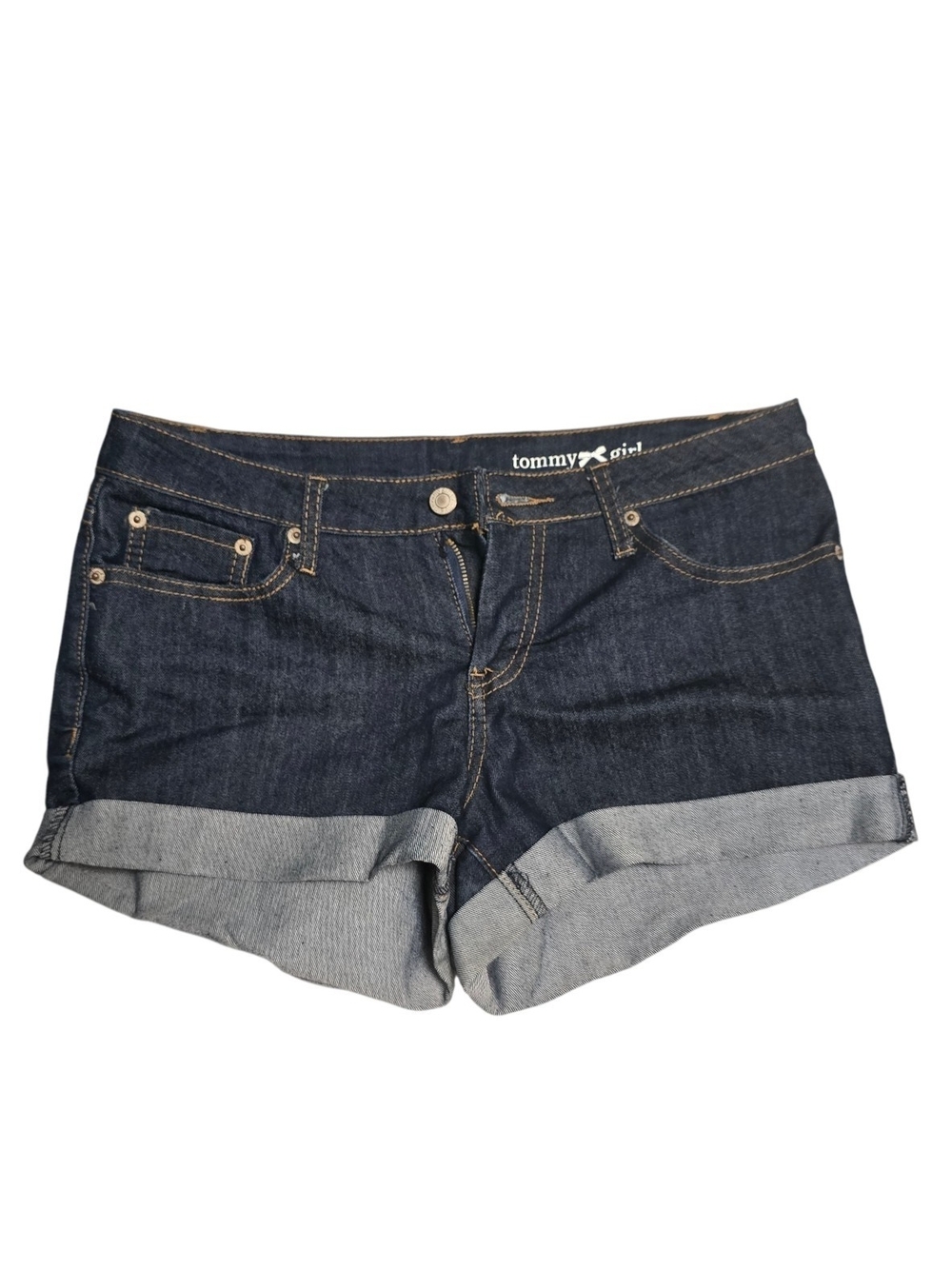 Tommy Girl Dark Blue Rolled Cuff Denim Shorts